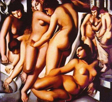 350 人の有名アーティストによるアート作品 Painting - 入浴する女性たち 1929年 現代 タマラ・デ・レンピッカ